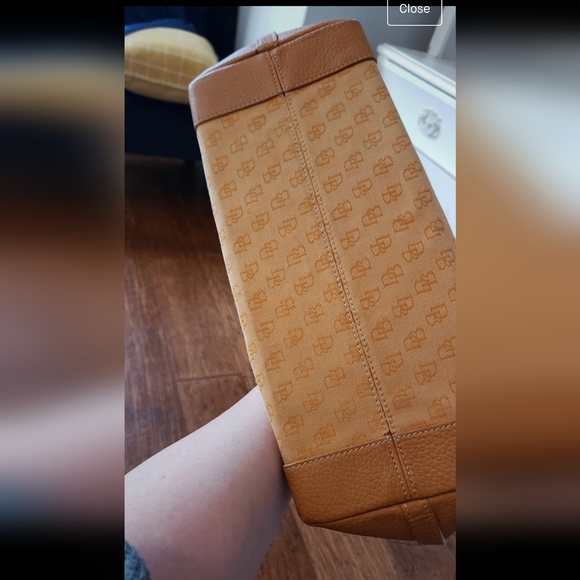 Dooney & Bourke Pebbled Leather trim and Fabric Body Y2K Satchel Purse GUC - Picture 7 of 9